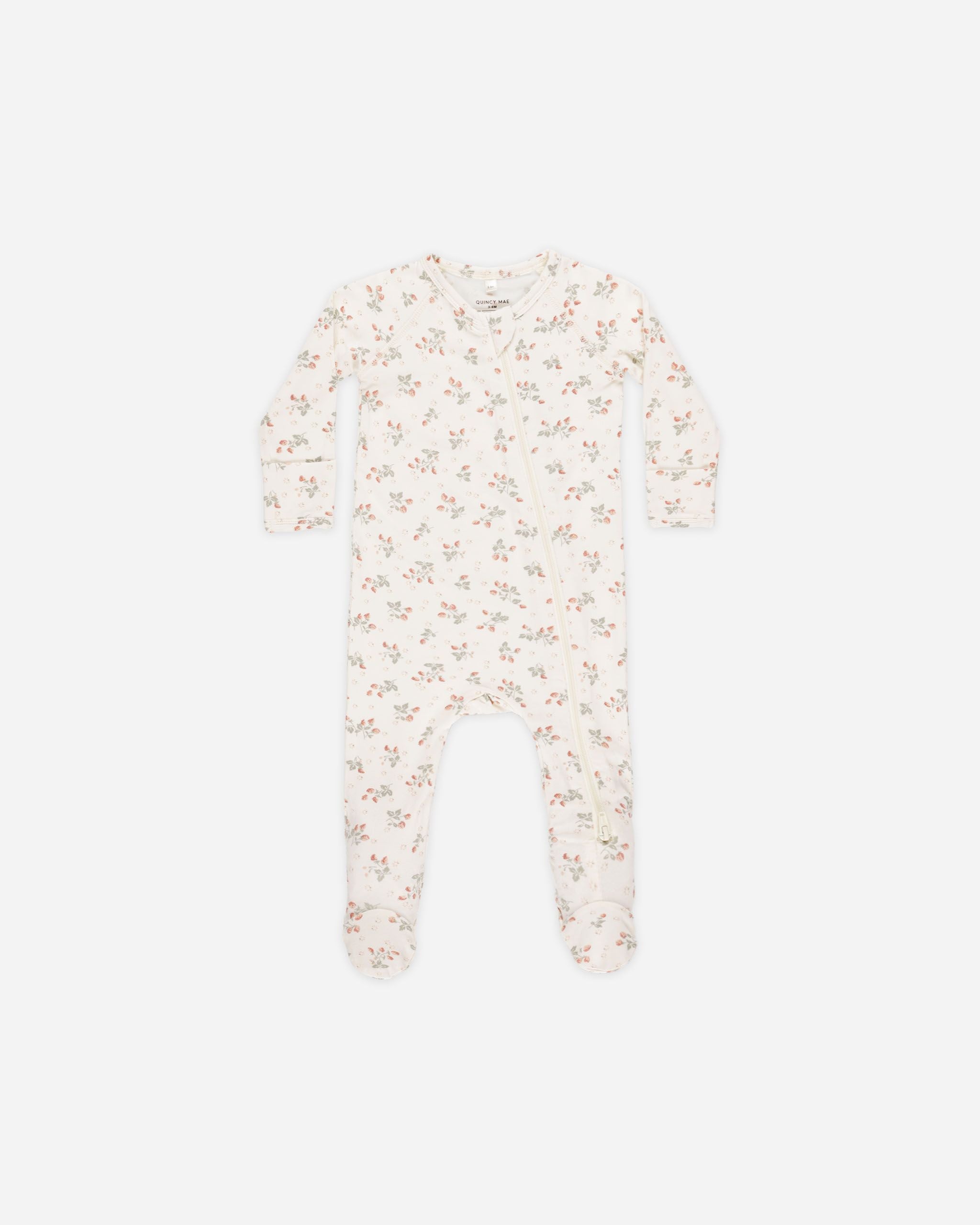 Bamboo Zip Footie || Strawberries