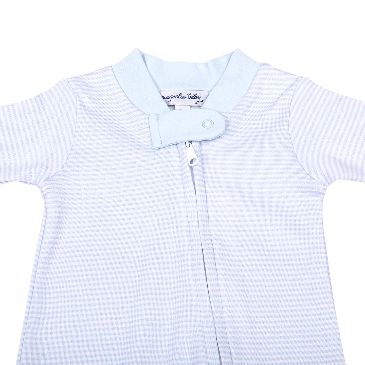 Mini Stripes Zip Footie || Blue