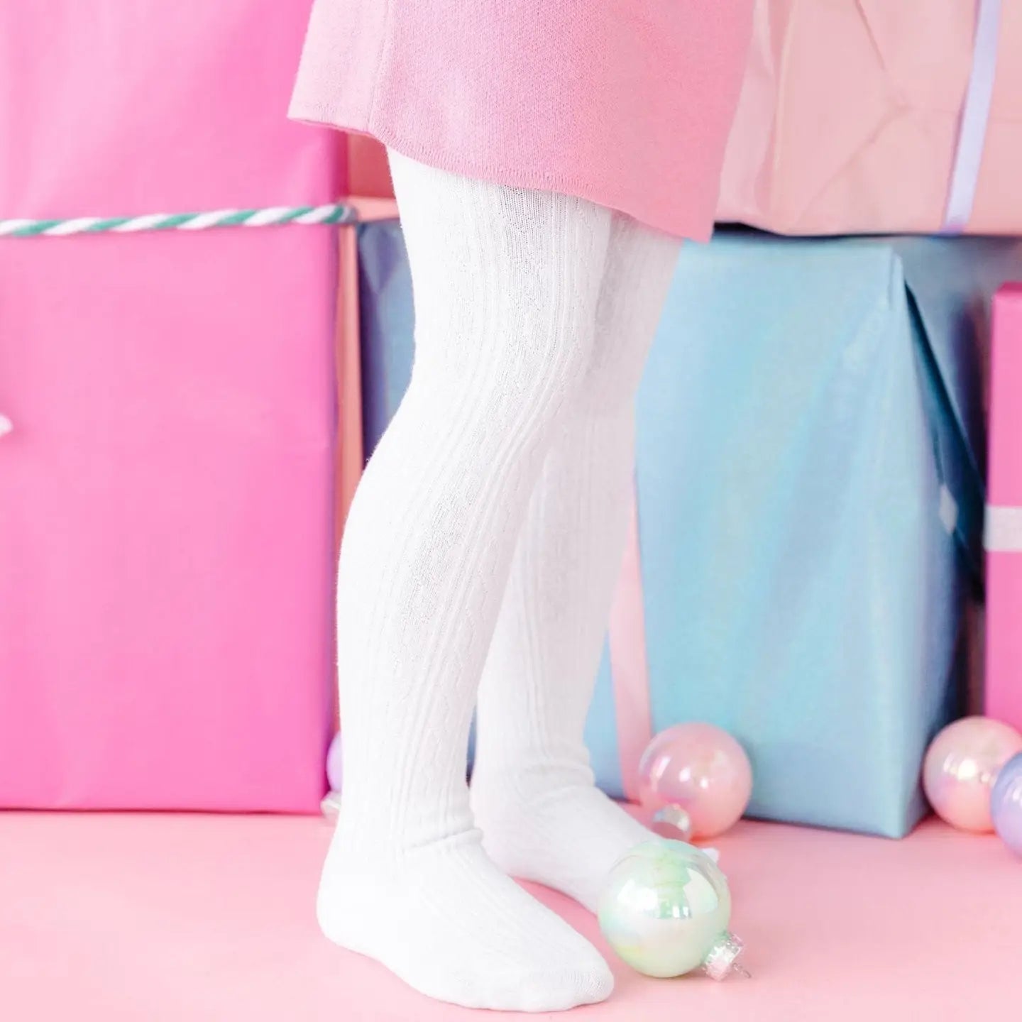 Cable Knit Tights || White