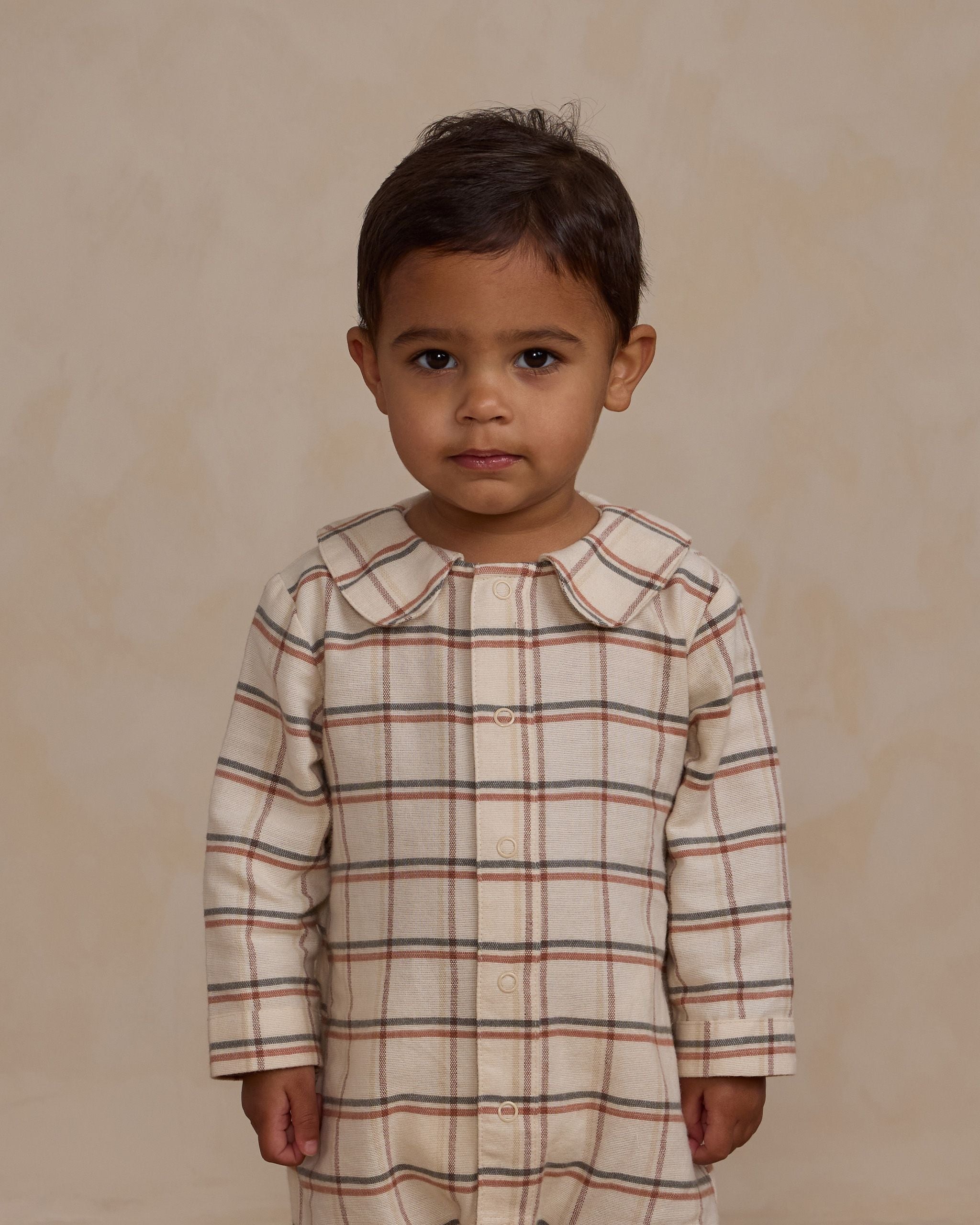 Baby Pajama Romper || Holiday Plaid