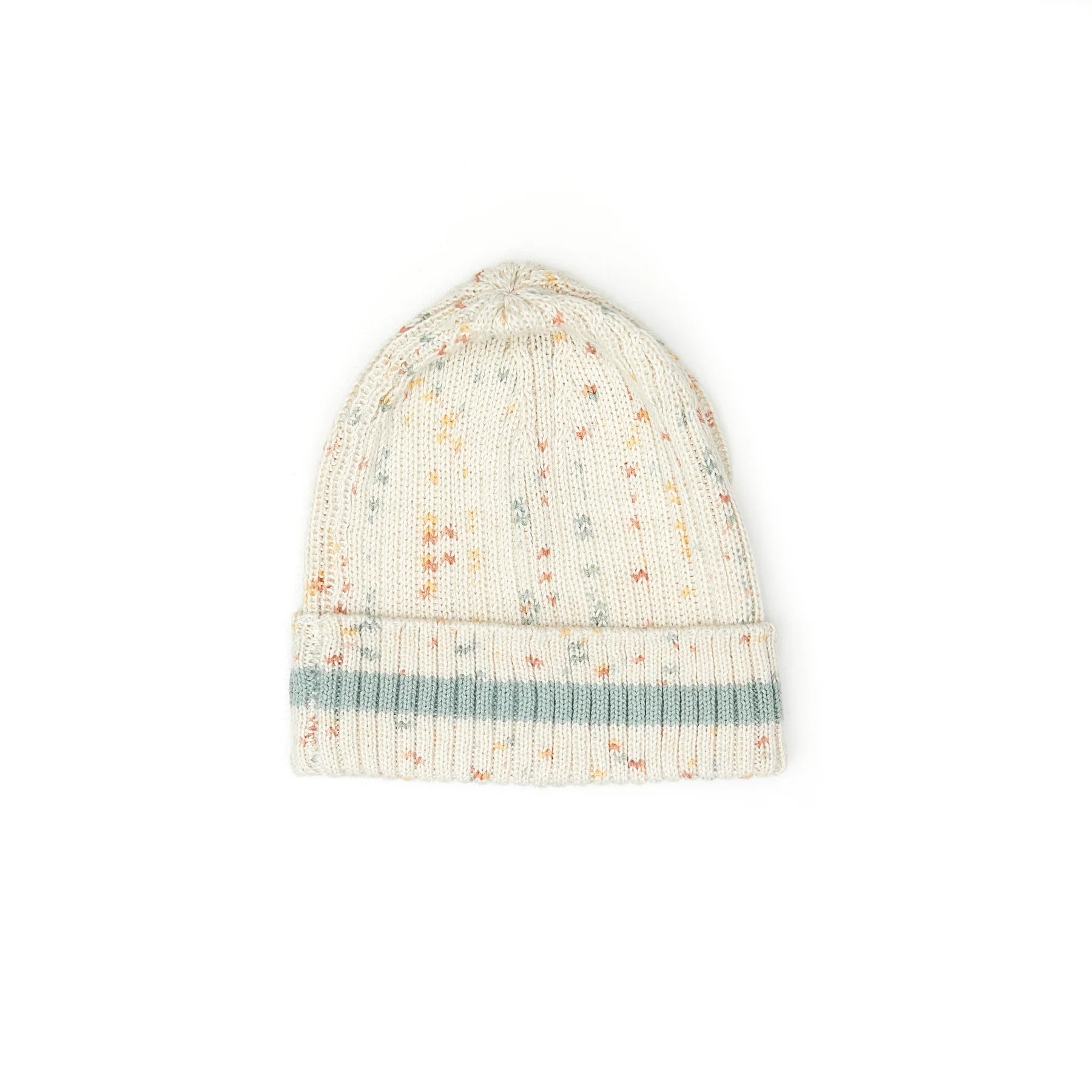 Ribbed Beanie || Natural Confetti & Jade