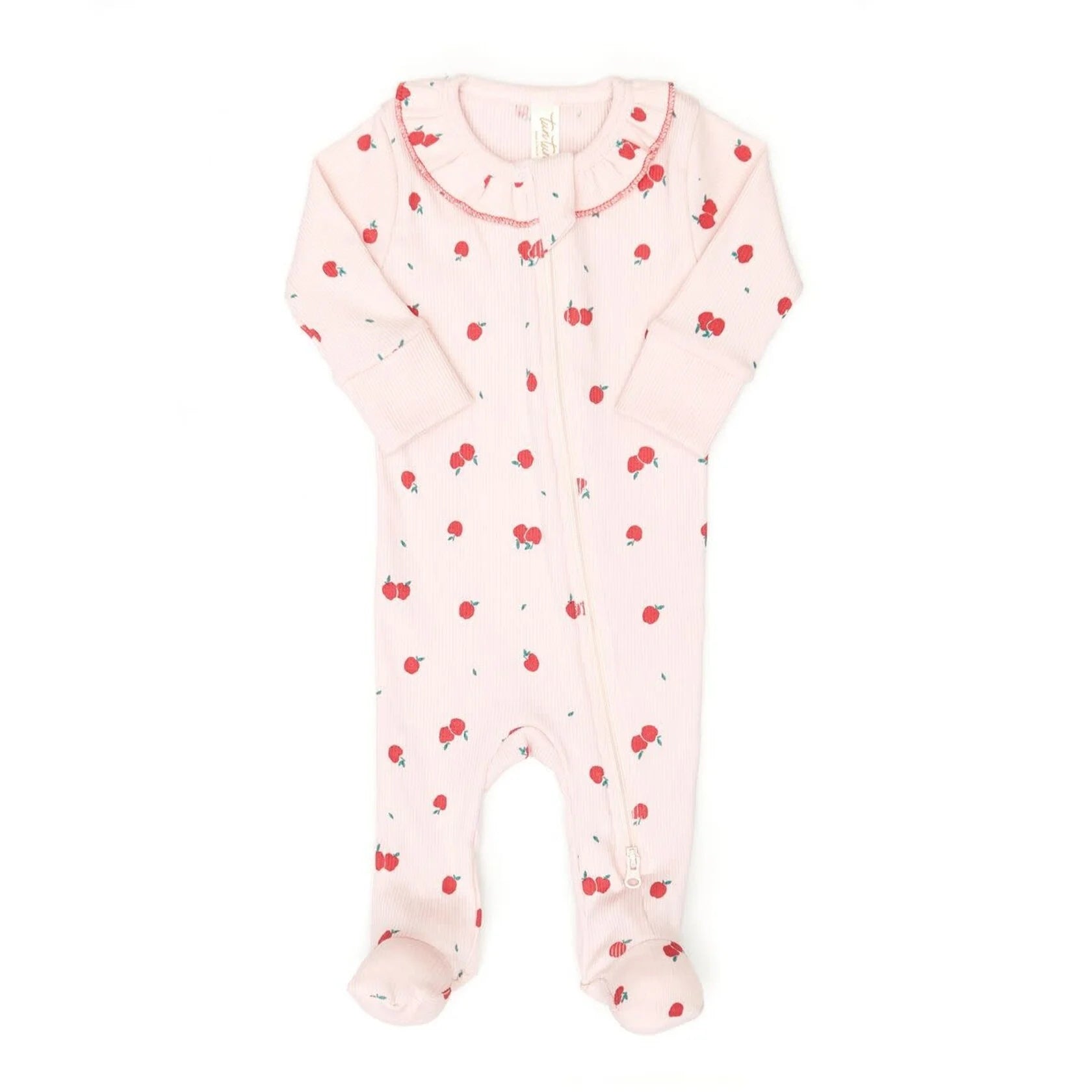Ruffle Double Way Zip Footie || Rose Apples