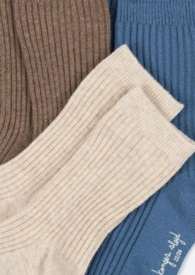 3 Pack Rib Socks || Sleet Mix